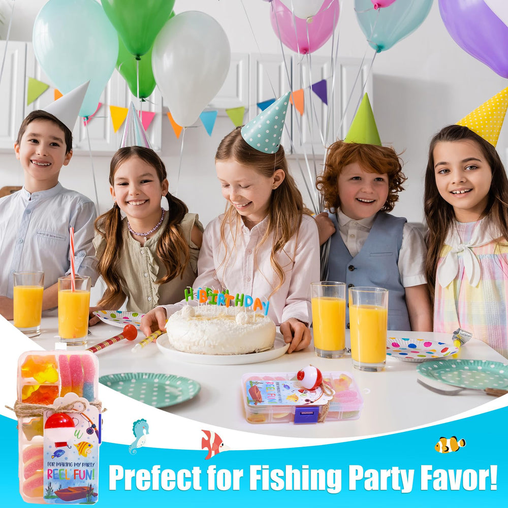 Set of 24 candy tackle boxes ready for party hosting