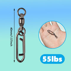 Saltwater and freshwater fishing swivels with ball bearings