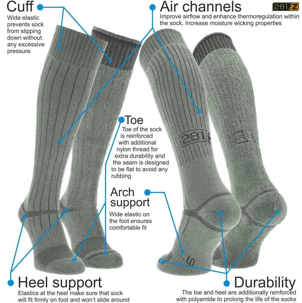 281Z Military Demi Season Knee High Socks - front view foliage green breathable comfort for trekking
