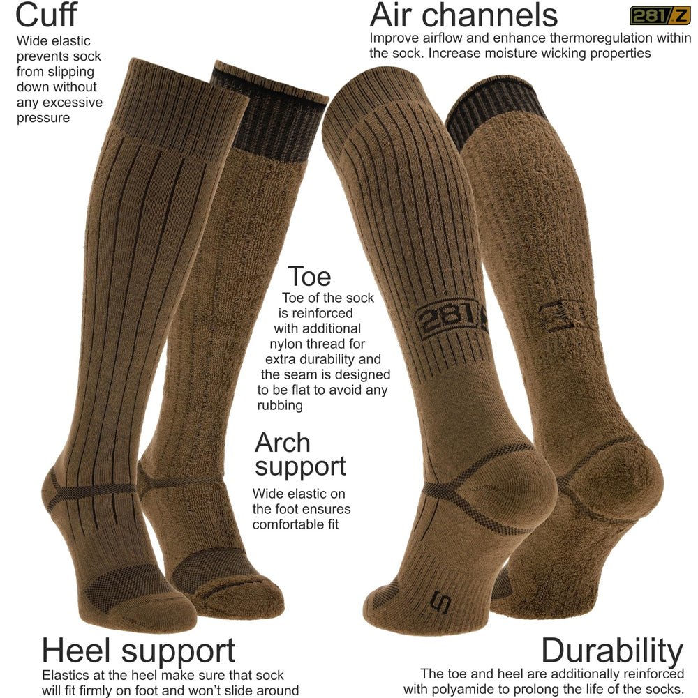 281Z cushioned knee-high sock close-up highlights sole padding for reduced foot fatigue