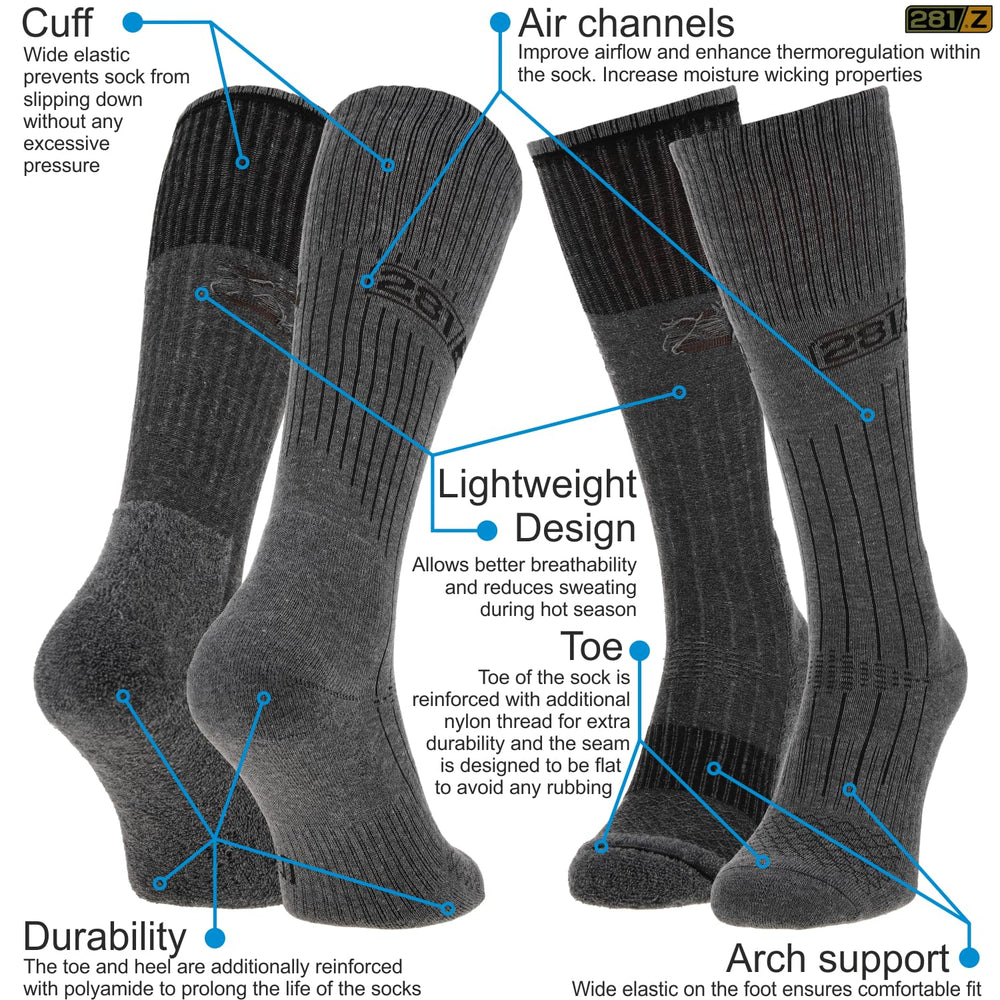 281Z Military socks closeup shows combed cotton for soft, durable wear.