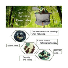 Beekeeper veil showing reinforced brim and camouflage pattern