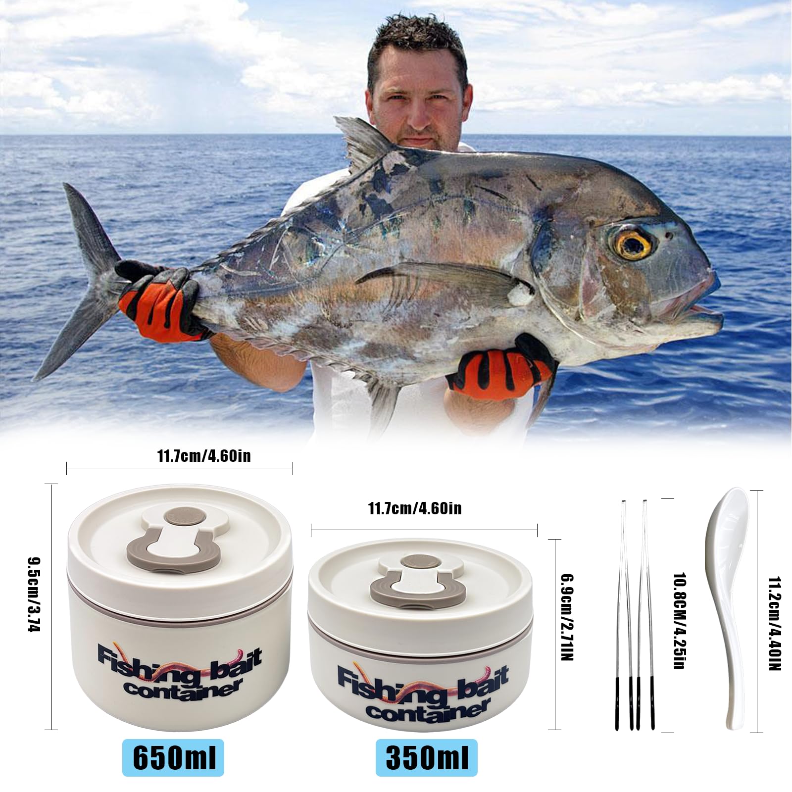 Side view showing the stackable design of bait containers