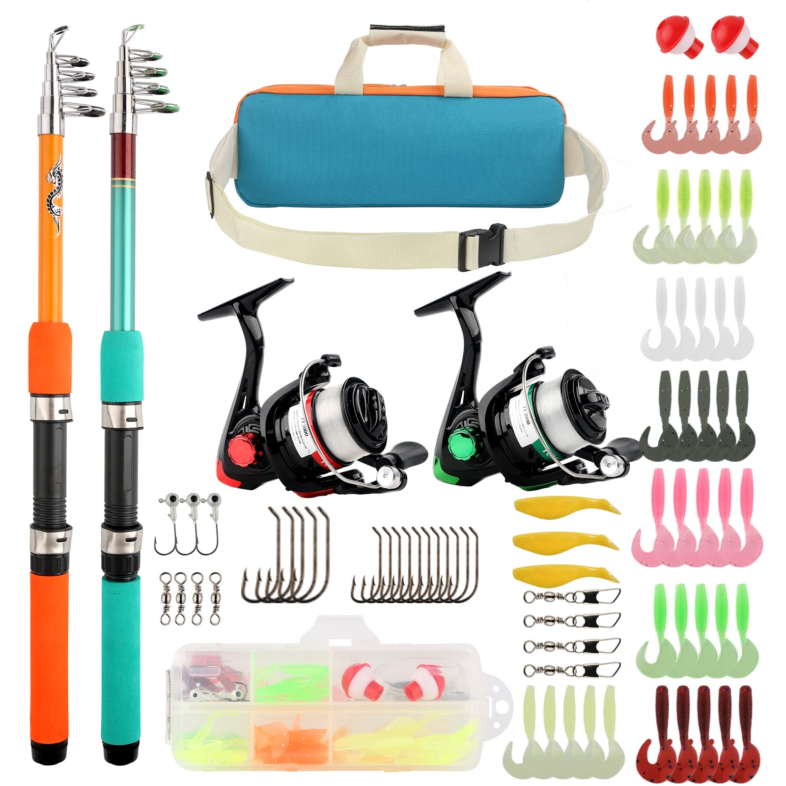 Main image: 2-piece fishing rod and reel combo (5.9 ft)