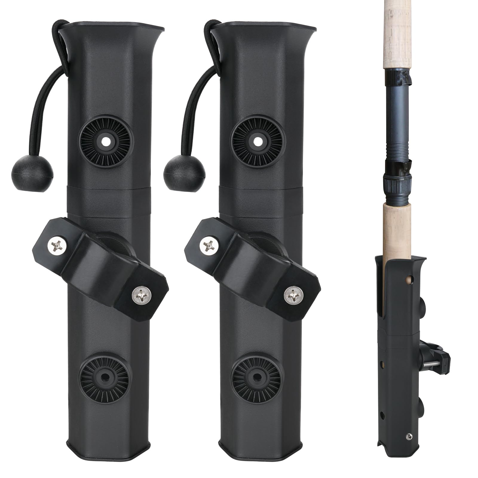 Two fishing rod holders mounted on a bike with 360-degree rotation capability