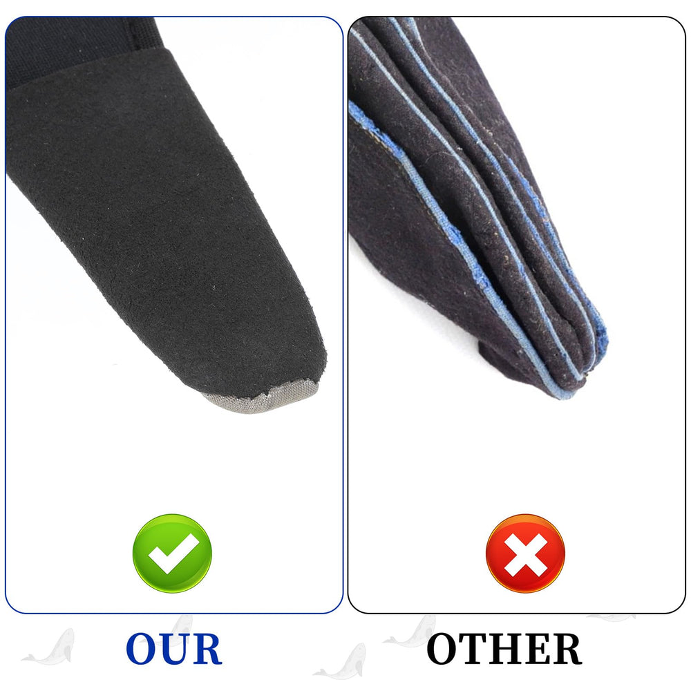 Glove worn on hand showing adjustable wrist strap