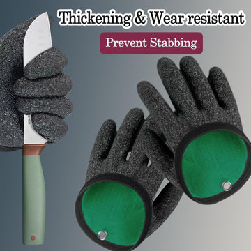 Close-up of anti-slip latex coating on fishing gloves