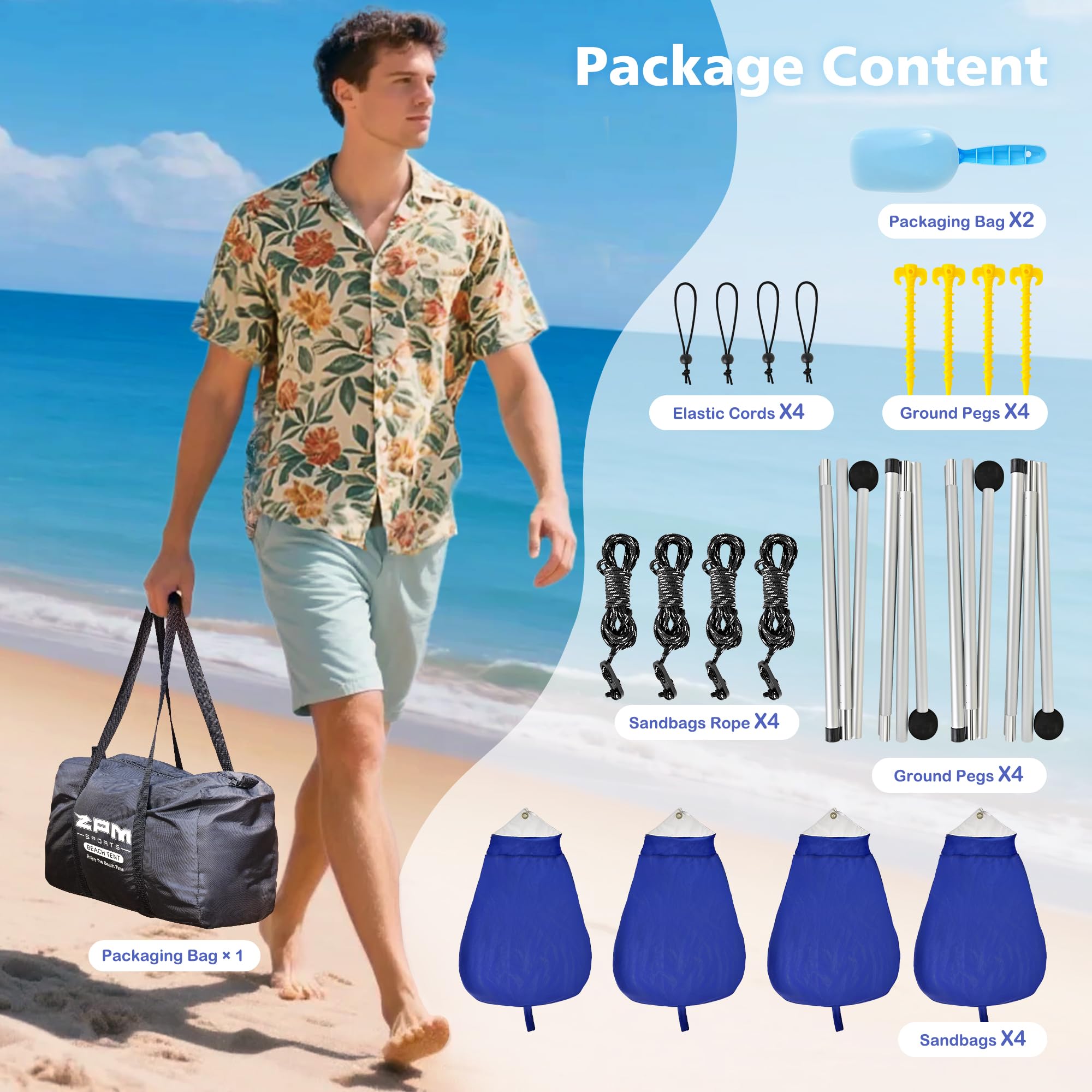 2PM SPORTS Beach Tent Areca Palm pattern closeup highlights stylish sun shelter design.