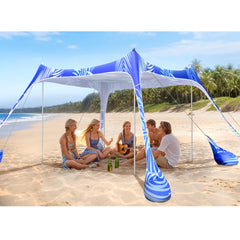 2PM SPORTS Beach Tent front view offers sturdy 10x10 ft shade for family outings.