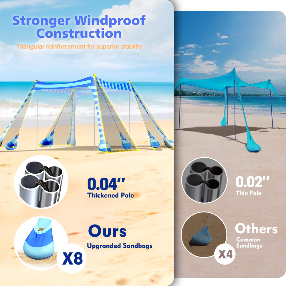 2PM SPORTS beach canopy quick setup with visual guides.