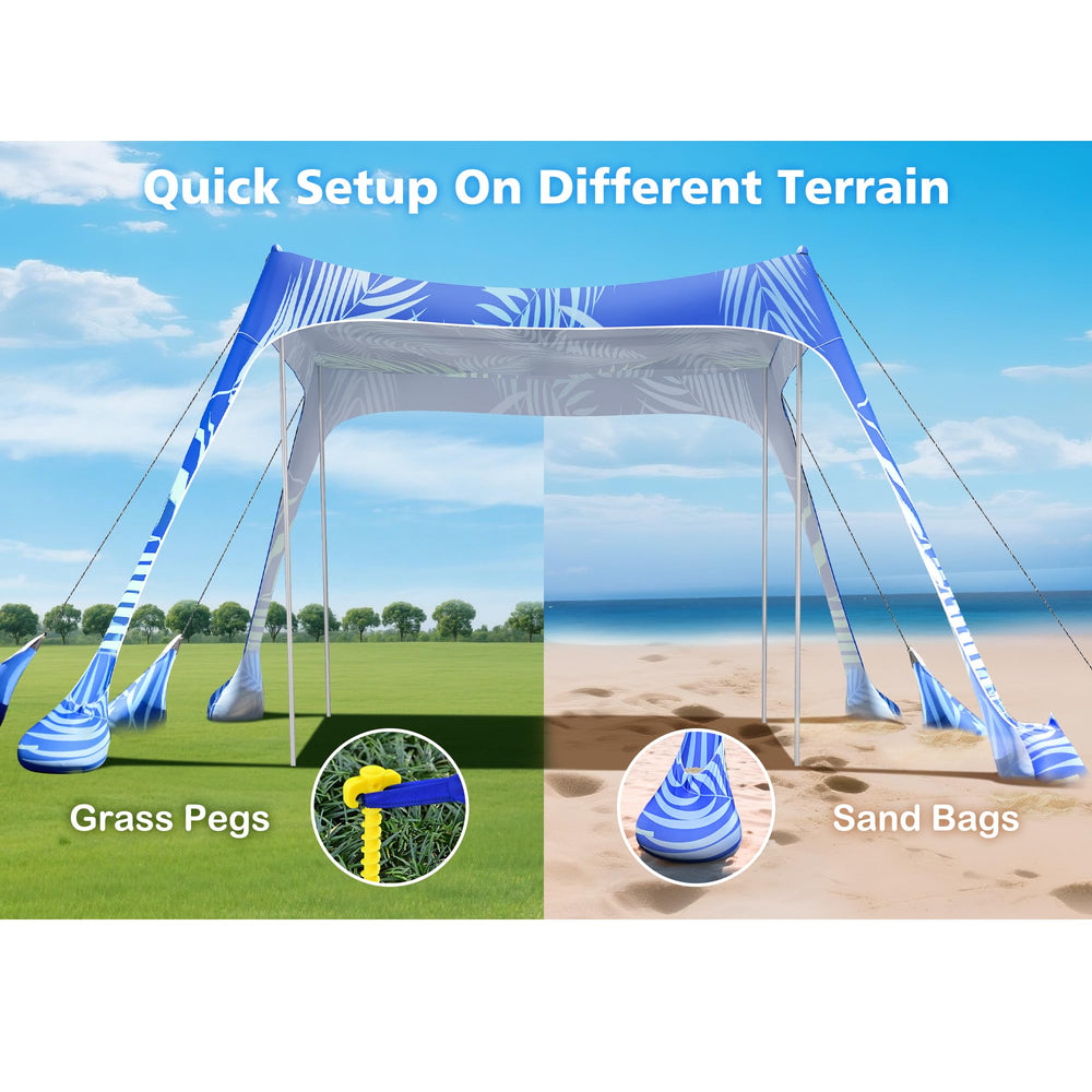 2PM SPORTS Beach Tent side profile shows durable steel frame.