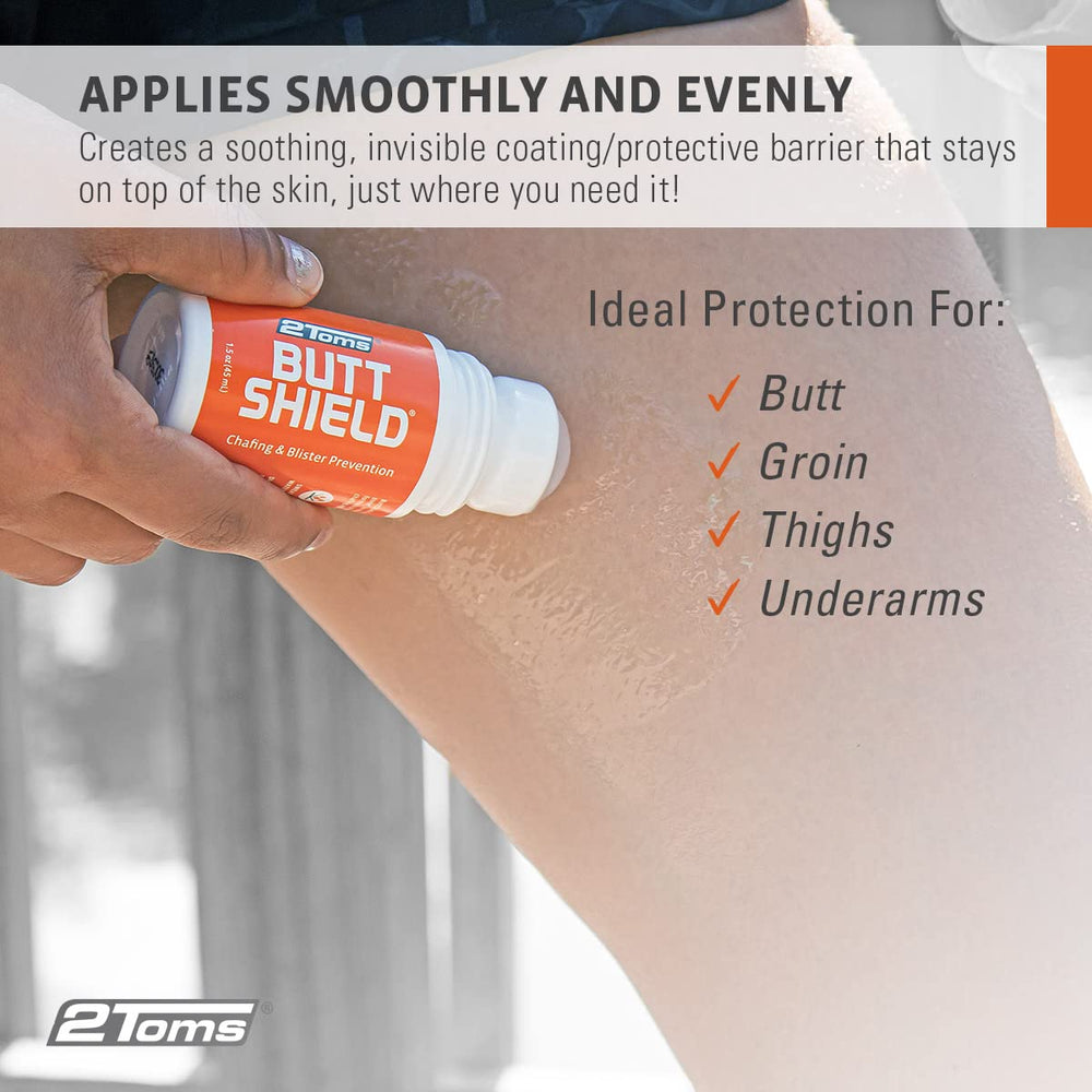 2Toms ButtShield green tea extract nourishes skin while shielding from irritation.