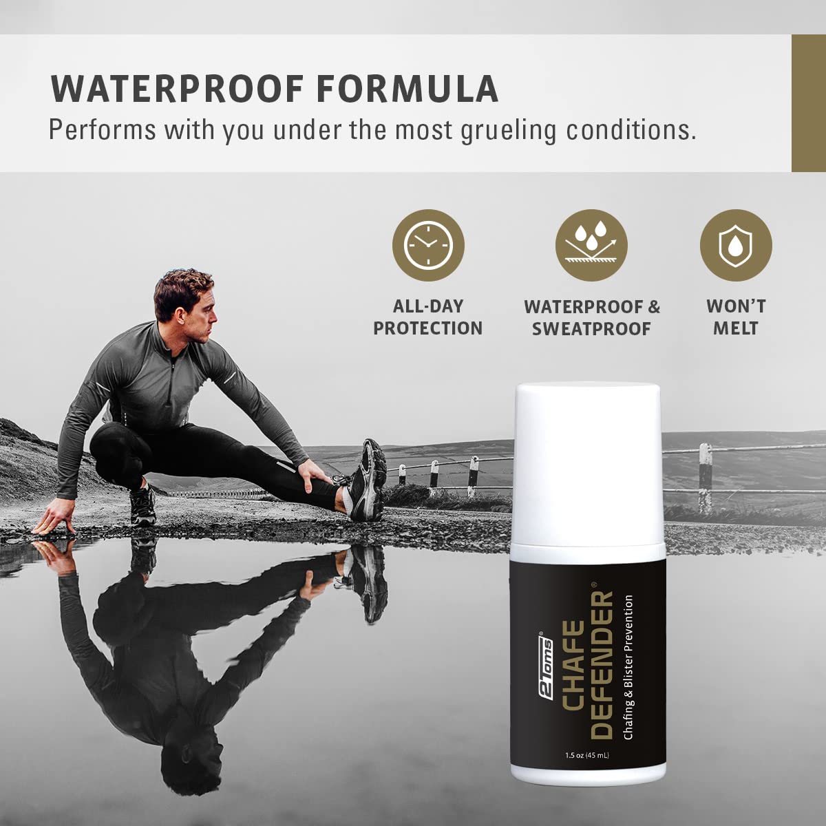 2Toms Chafe Defender between thighs application reduces rubbing discomfort