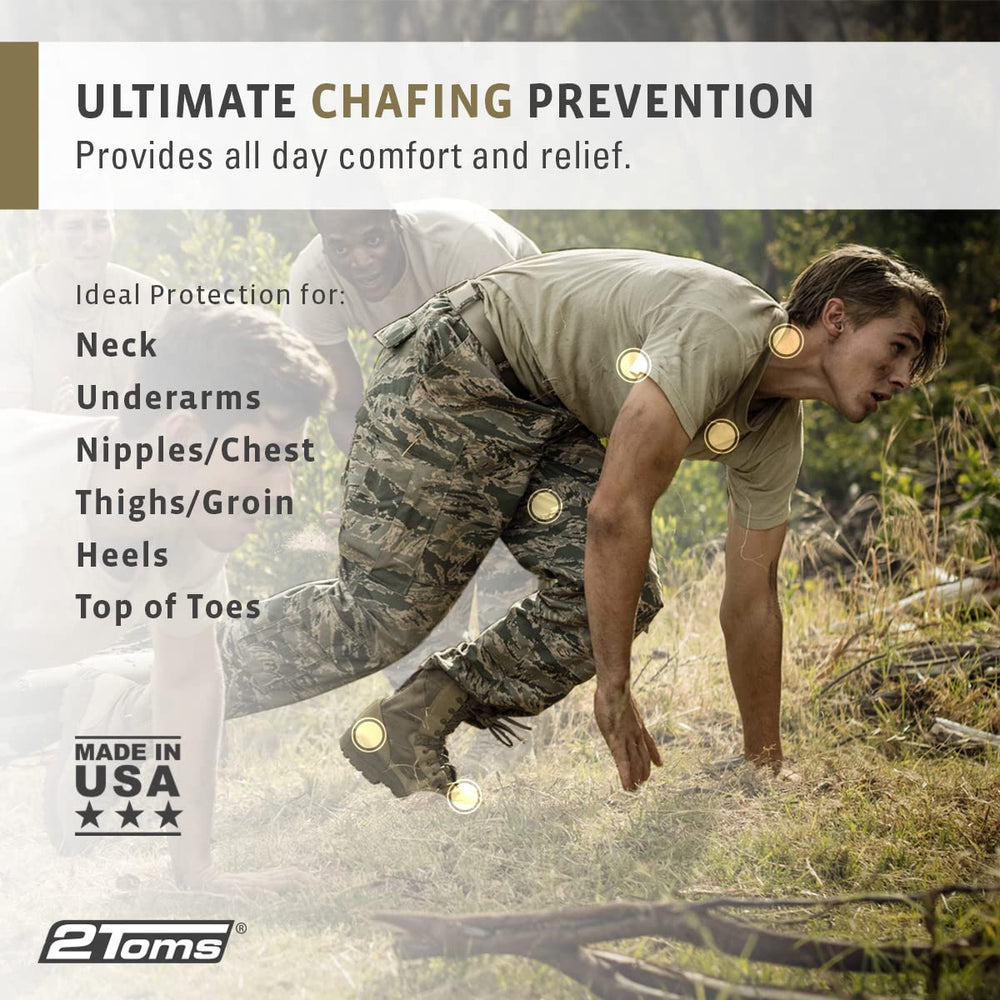2Toms Chafe Defender wipe application demonstrates quick, invisible protection for sensitive areas.