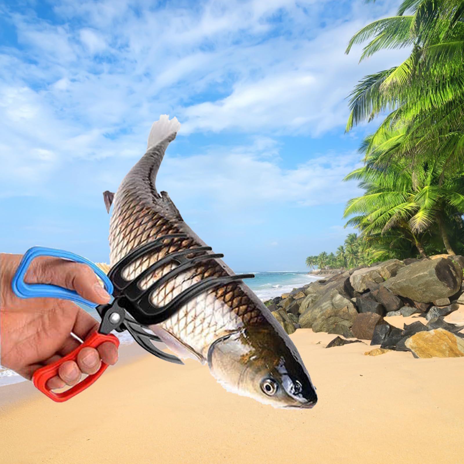 Compact fishing pliers with lightweight grip holder