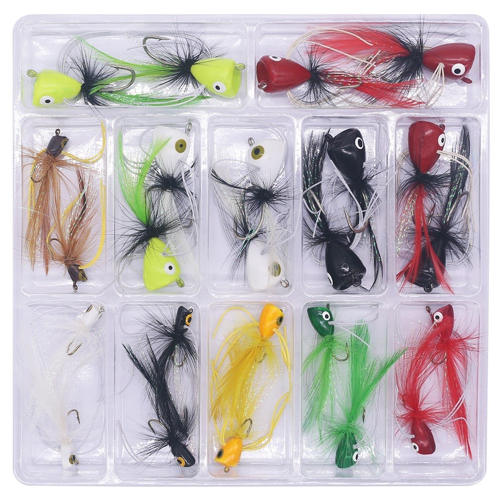 24-pack popper flies with a fly box
