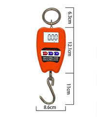 Side view of 300kg blue and orange electronic crane scale