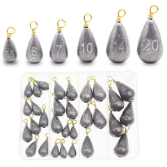 Transparent storage case containing the 30-piece fishing sinker kit