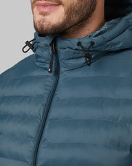 32 Degrees Heat men's packable hooded jacket Thunderhead back view for layering