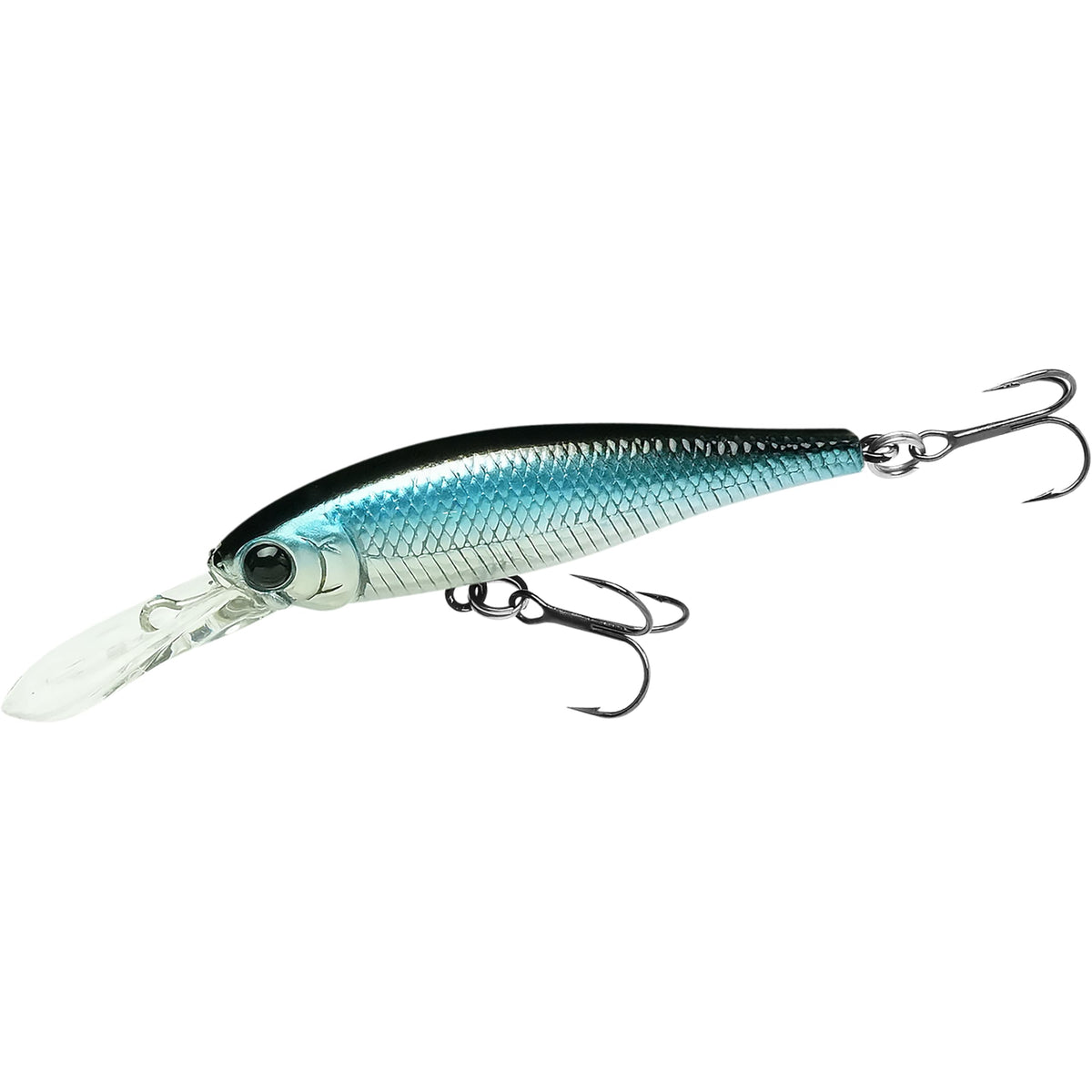 LUCKY CRAFT Pointer 48DD 2 inch deep-diving jerkbait Zebra Aurora Black 325 - front view