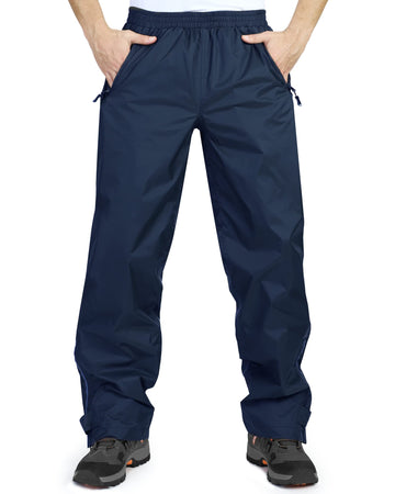 33,000ft men's navy rain pants with waterproof seam-sealed design for reliable outdoor protection.