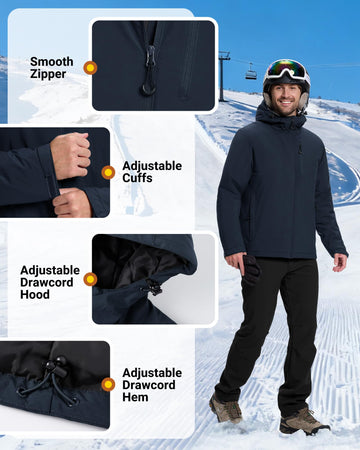 33,000ft hooded jacket water-resistant fabric demonstrates rain and snow resistance.