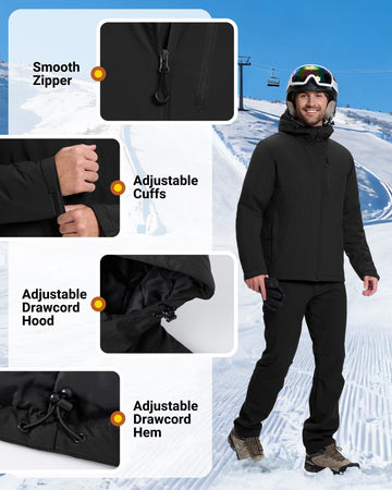33,000ft men's warm winter jacket chest pocket detail for secure items