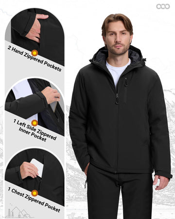 33,000ft men's warm winter jacket breathable fabric closeup for moisture management
