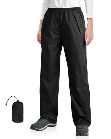 33,000ft packable rain pants women front view, lightweight travel-ready rain protection