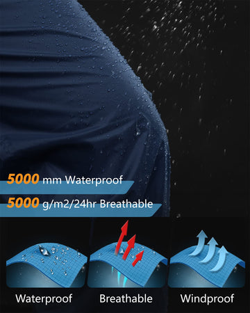 33,000ft rain pants elastic waistband with drawstring customizes fit during active days.