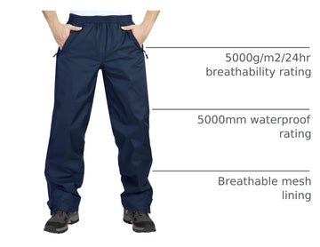 33,000ft rain pants half-zip legs simplify over-shoe donning for quick changes.