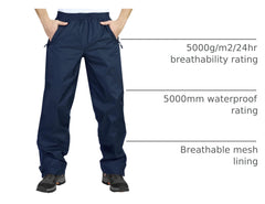 33,000ft rain pants half-zip legs simplify over-shoe donning for quick changes.