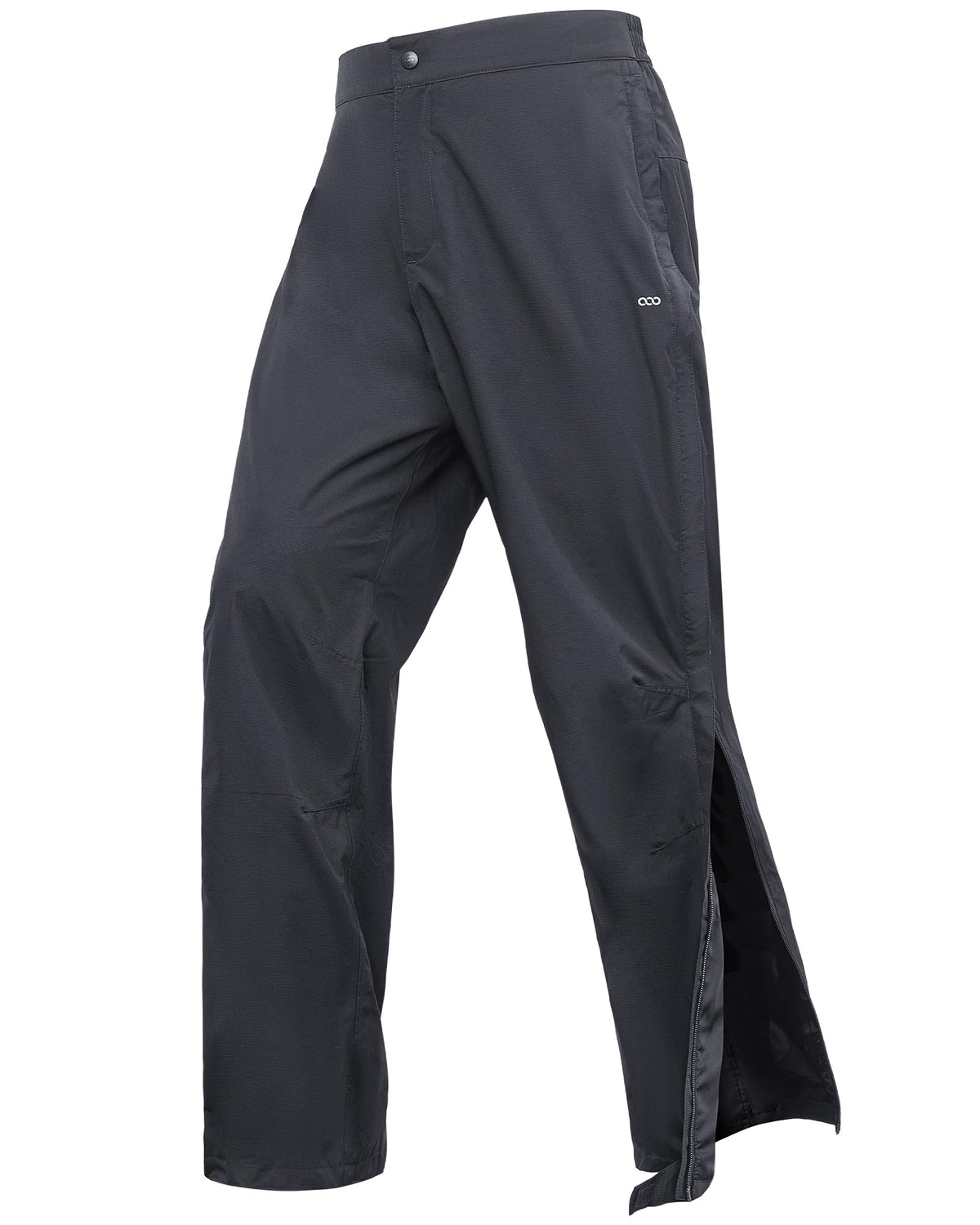 33,000ft rain pants side zip enables easy on-off without boot removal.