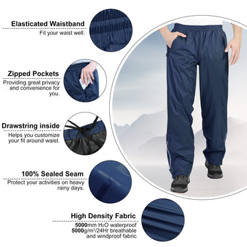 33,000ft rain pants reflective piping improves visibility during low-light workouts.