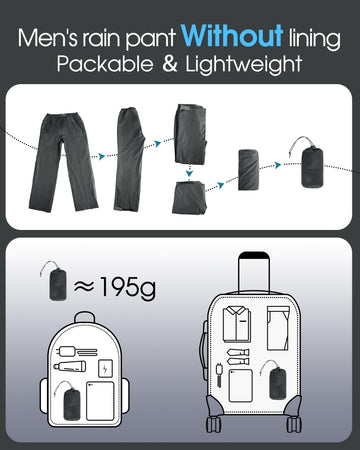 33,000ft reflective piping rain pants enhance visibility outdoors.
