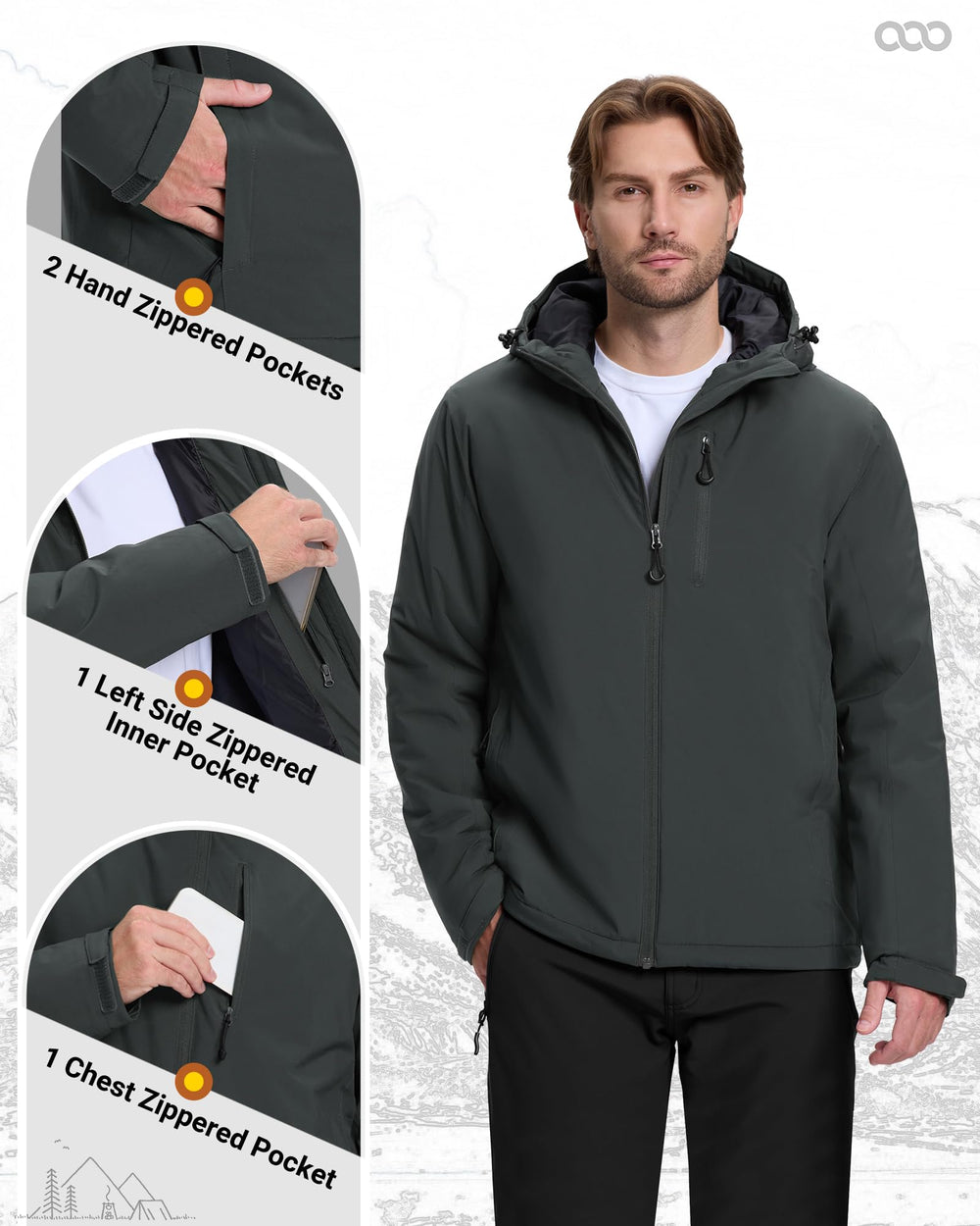 33,000ft outdoor ready coat suits skiing, hiking, or commuting in cold conditions.