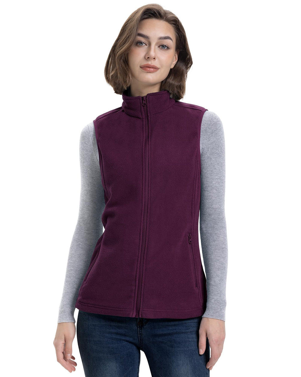 33,000ft women's fleece vest front view offering lightweight warmth for layering