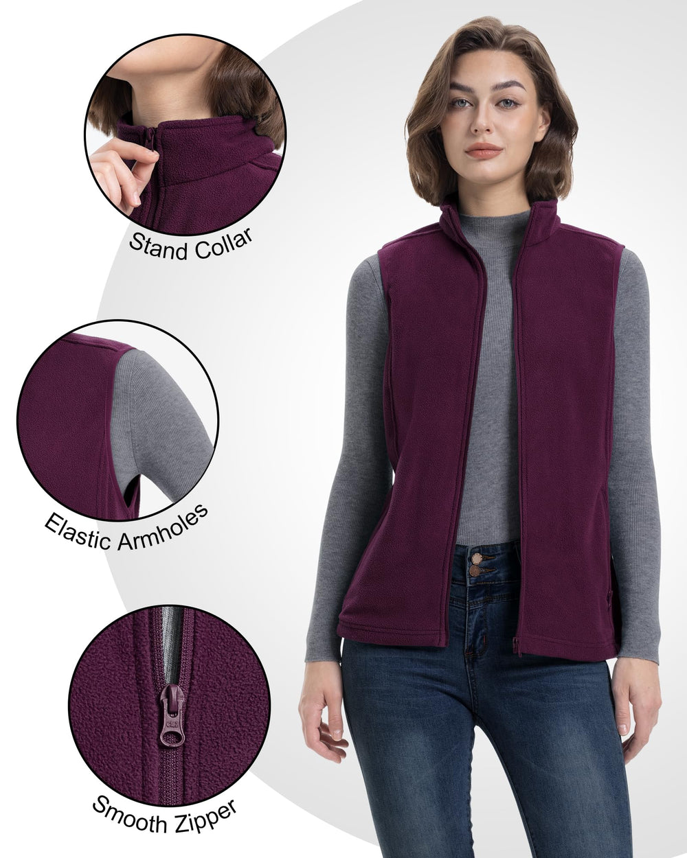 33,000ft women's fleece vest inner pocket detail for small items