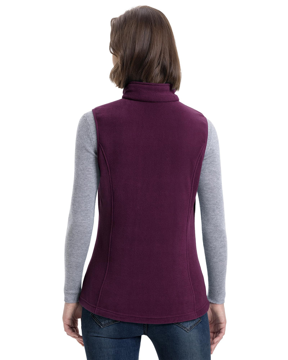 33,000ft women's fleece vest side profile highlighting range of motion