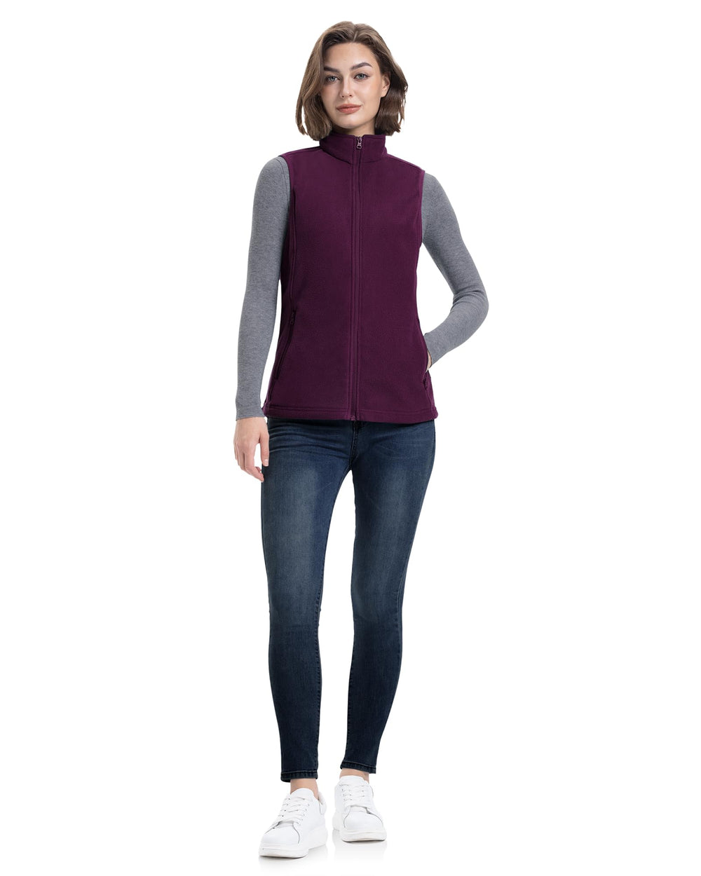 33,000ft women's fleece vest worn during outdoor activity
