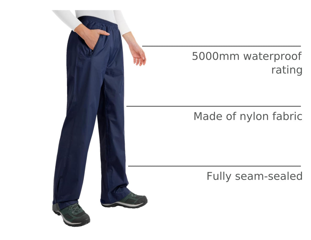 33,000ft women's navy rain pants pocket detail featuring secure zipped pockets