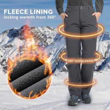 33,000ft womens fleece-lined pants with four zip pockets for secure storage