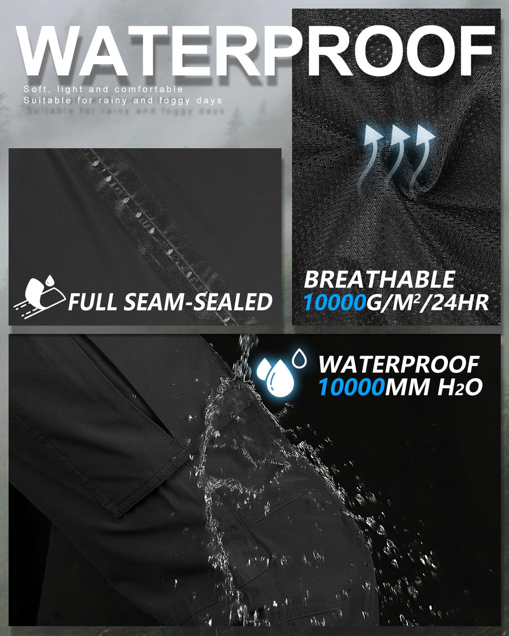 33,000ft women's rain pants adjustable Velcro waist for a comfortable fit