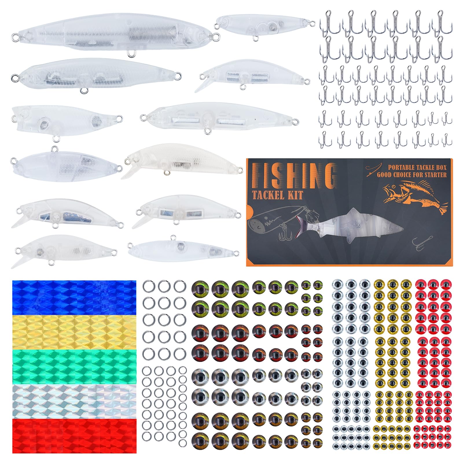 Hero image showing 357-piece DIY fishing lure making kit with unpainted lures and accessories
