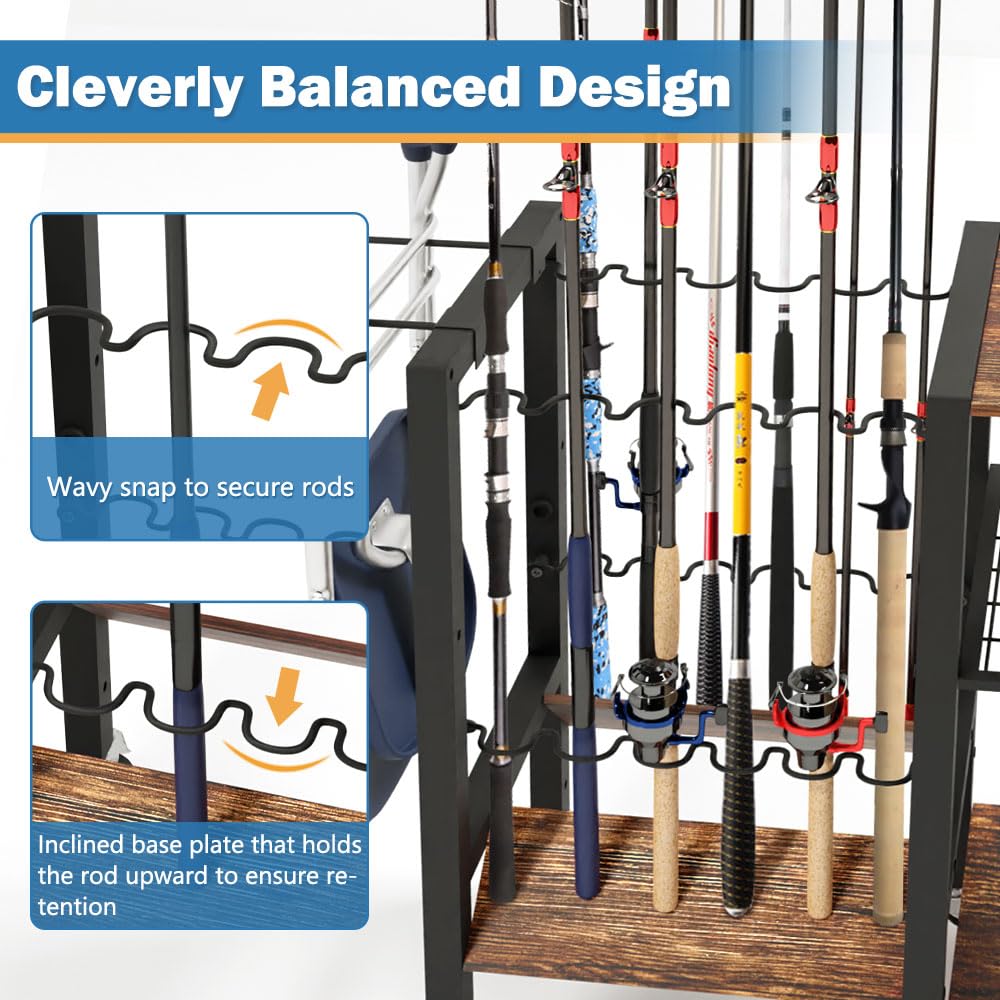 Caster wheels enabling easy mobility for fishing rod holder