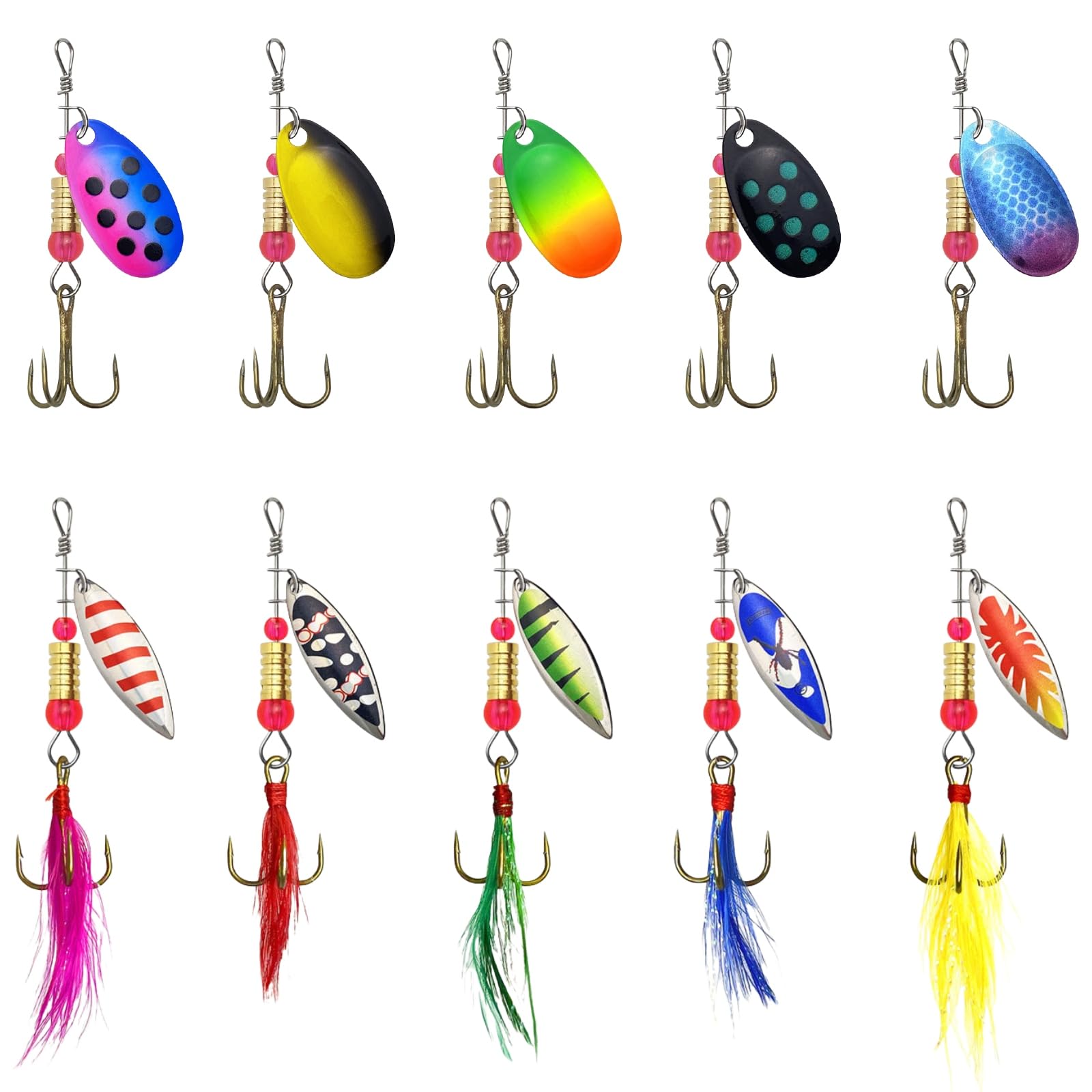 360-degree rotating fishing lure spinnerbait close-up with metal body