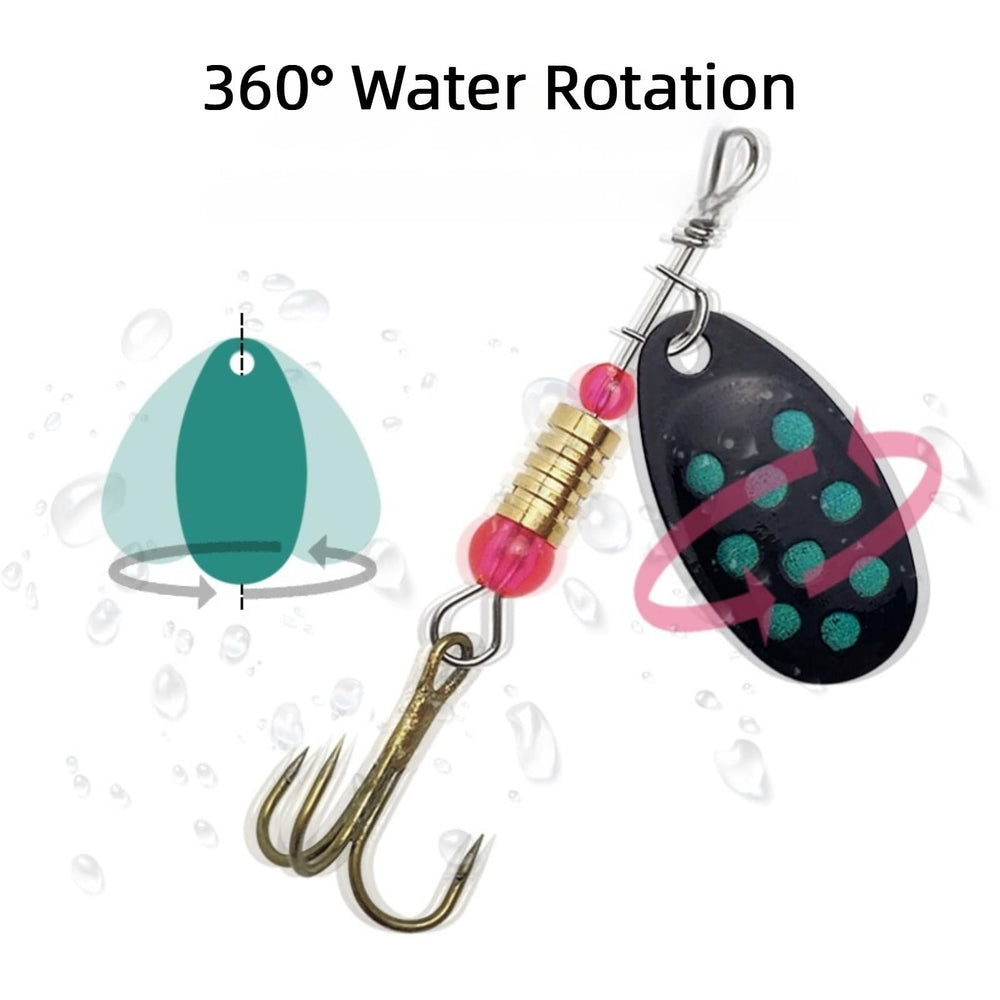 Spinnerbait with three sharp treble hooks ready to fish