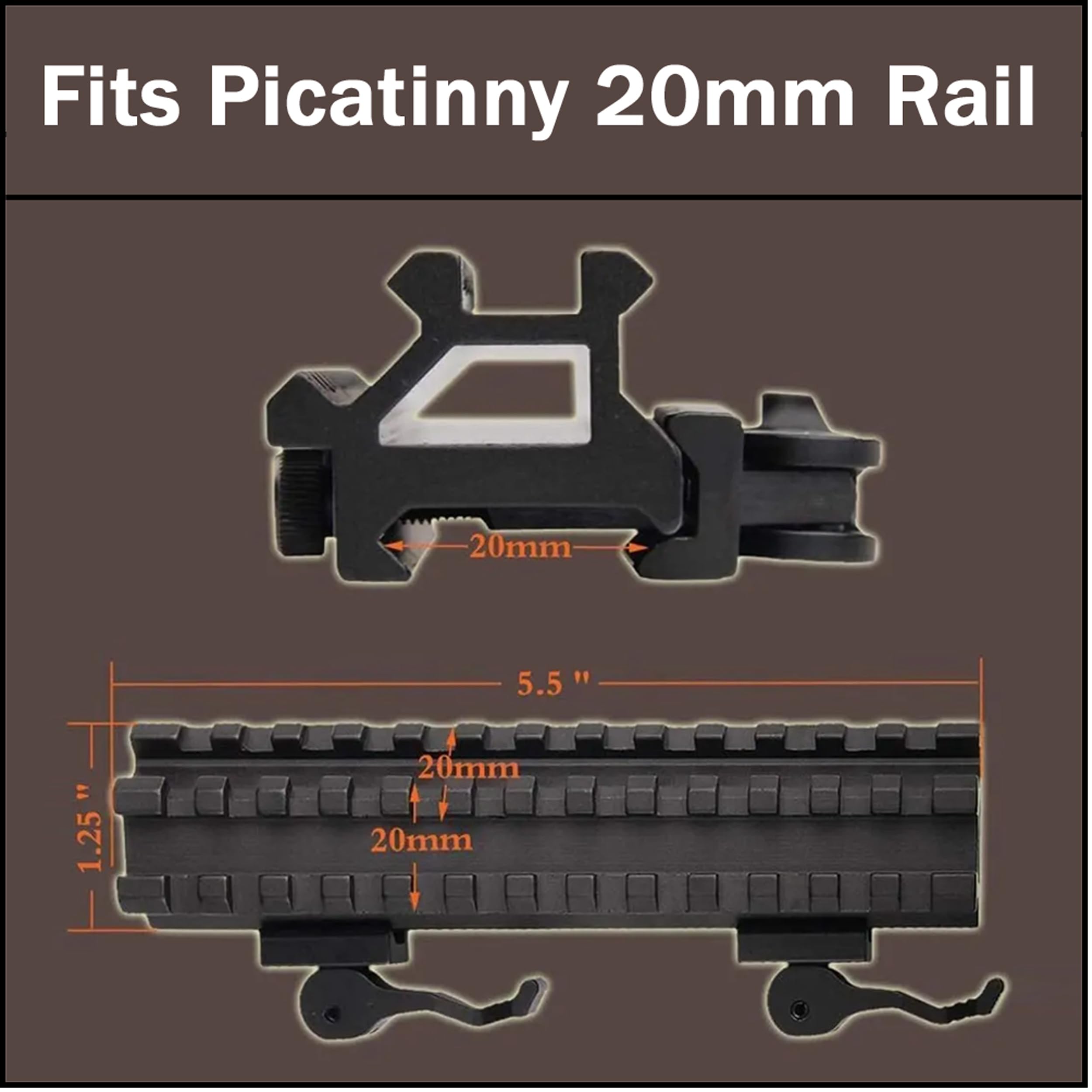 360 Tactical 1-inch high-profile saddle for iron sight compatibility.