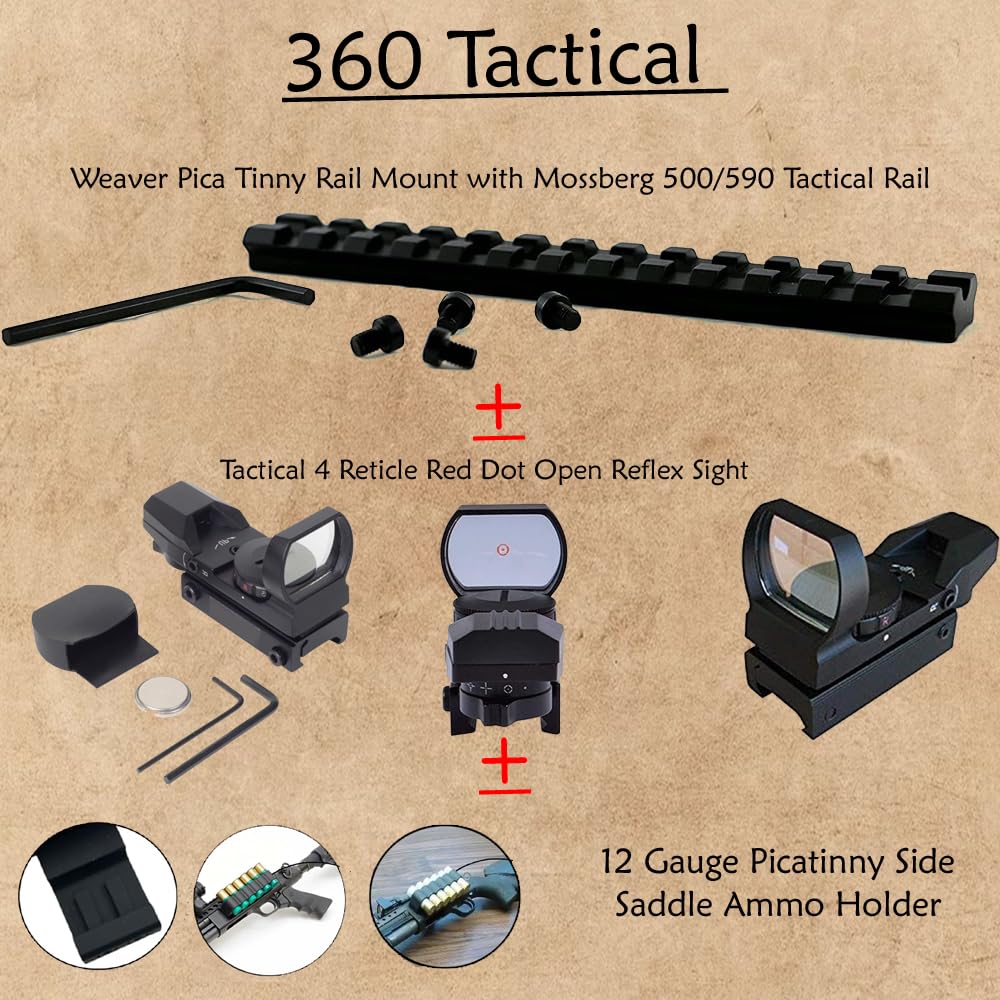 360 Tactical versatile rail compatibility for rifles and shotguns.