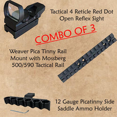 360 Tactical side saddle holder keeps ammo accessible during action.